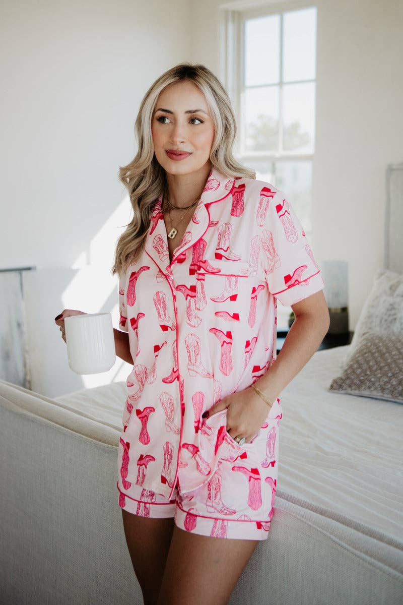 Katydid - Light Pink Western Boots Women's Pajamas