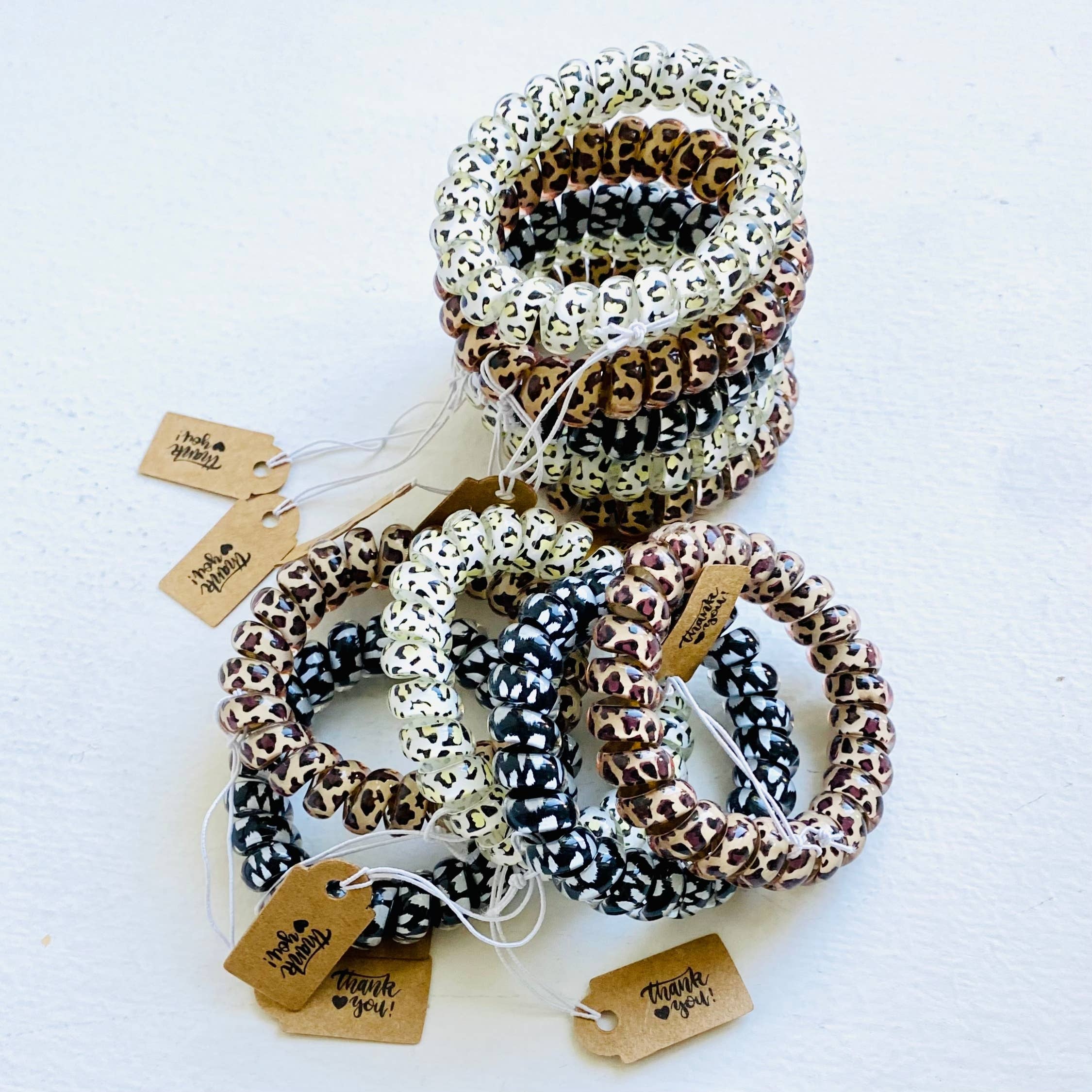 Tiny Gift Society - Thank You Gifts Leopard Hair Coils Telephone Cord Hair Ties