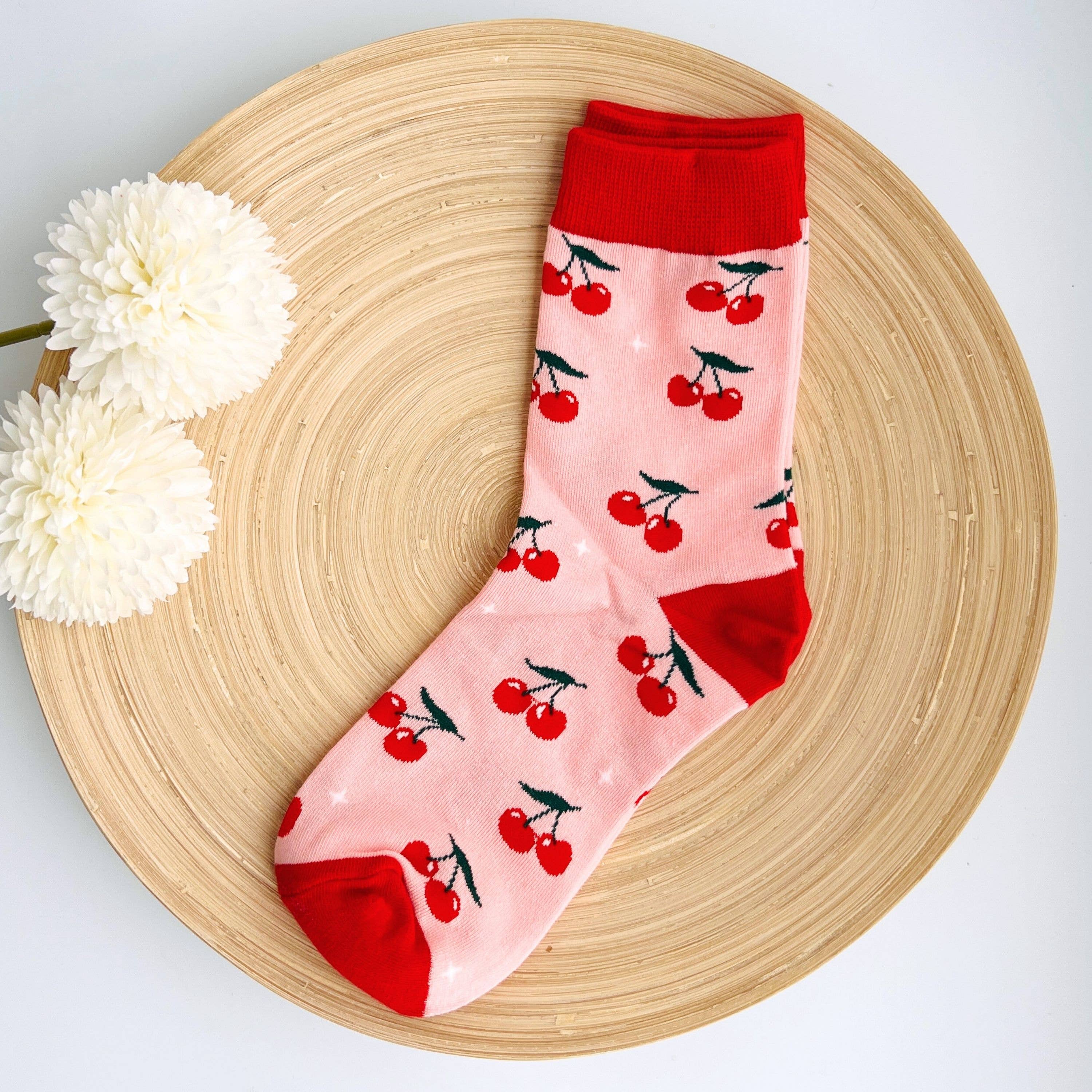 Tiny Gift Society - "Cherry" Socks | Cute Pink Socks | Inspirational Gift
