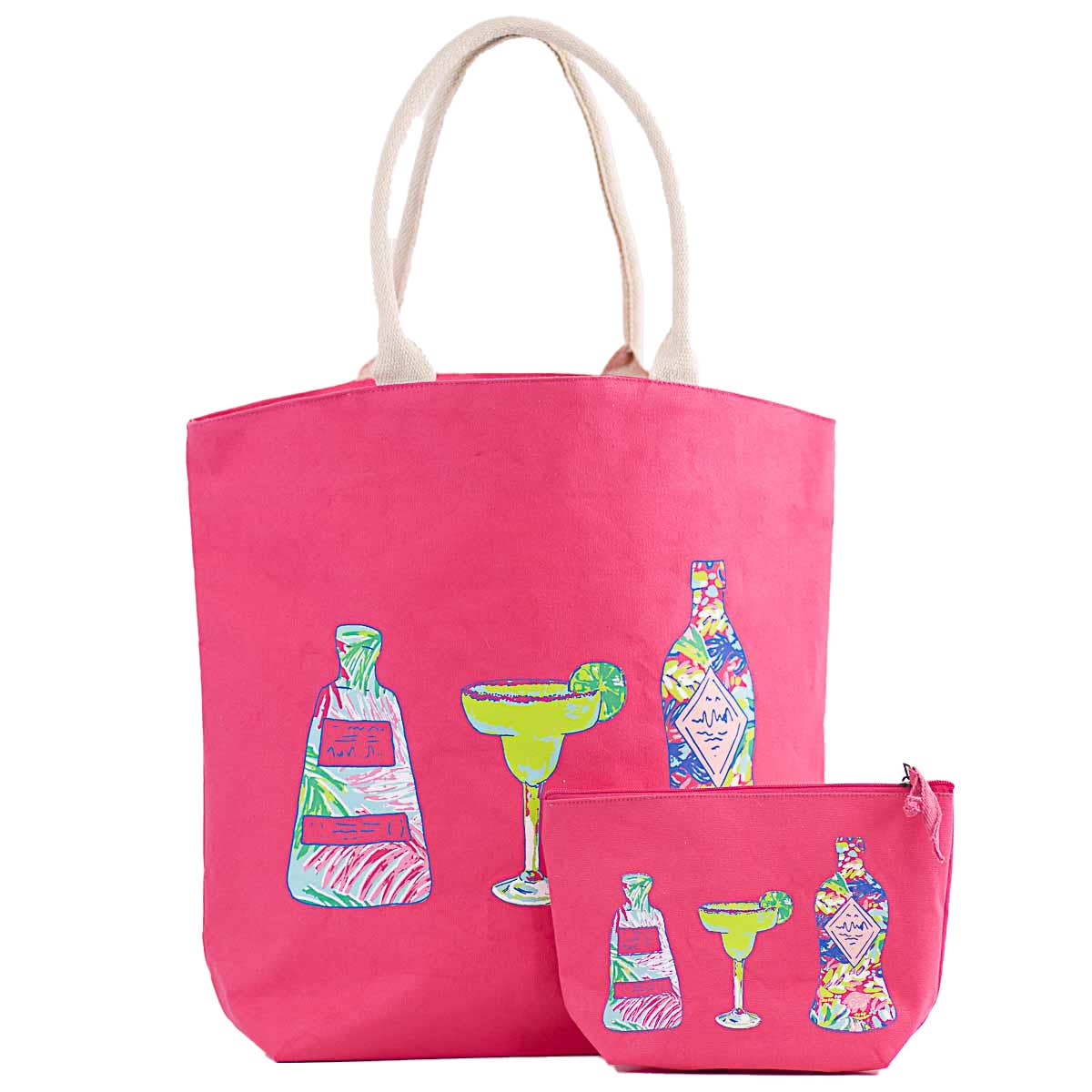The Royal Standard - Tequila Sunrise Tropic Tote   Hot Pink/Multi   20x16.75x6.5