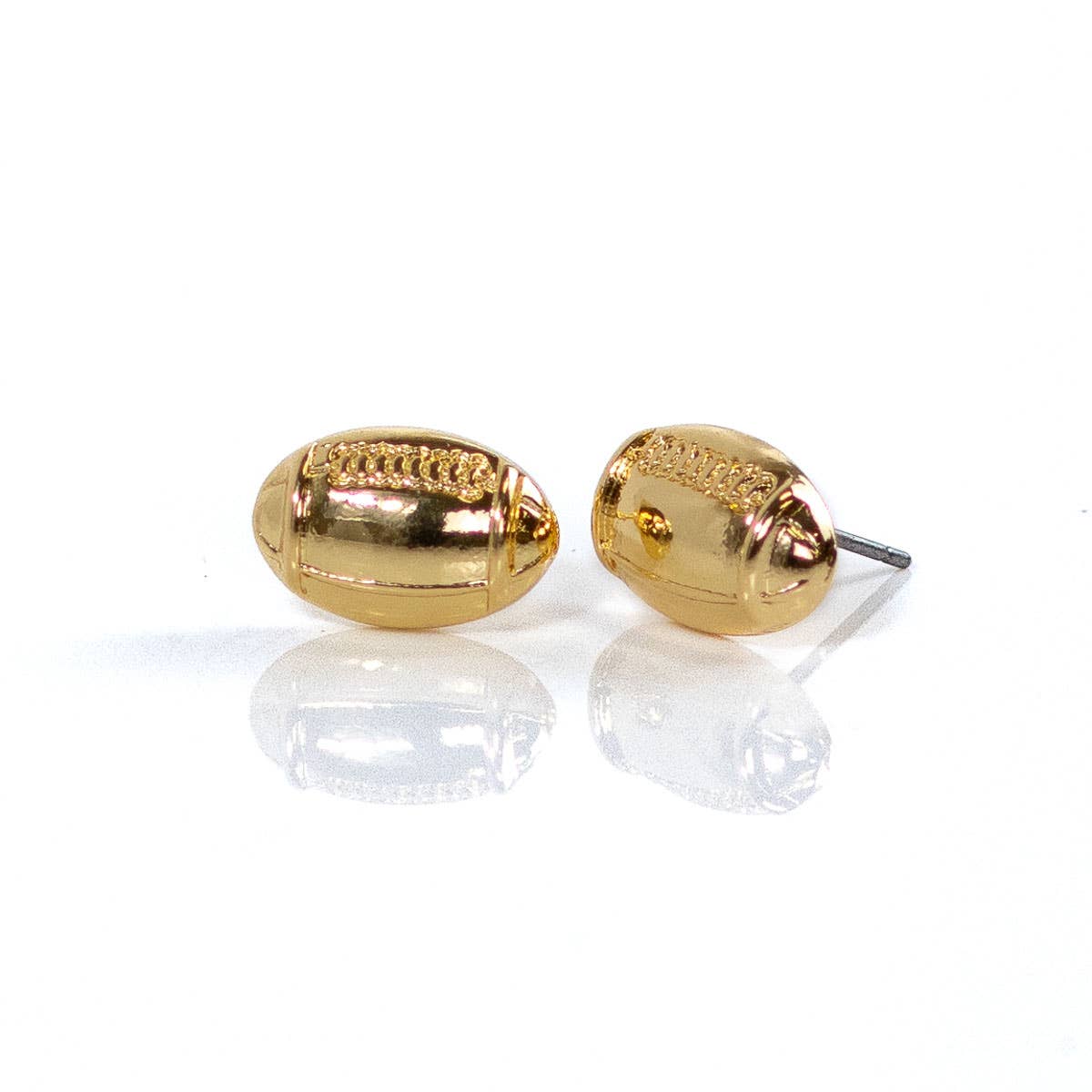 The Royal Standard - Football Stud Earrings   Gold   .5"