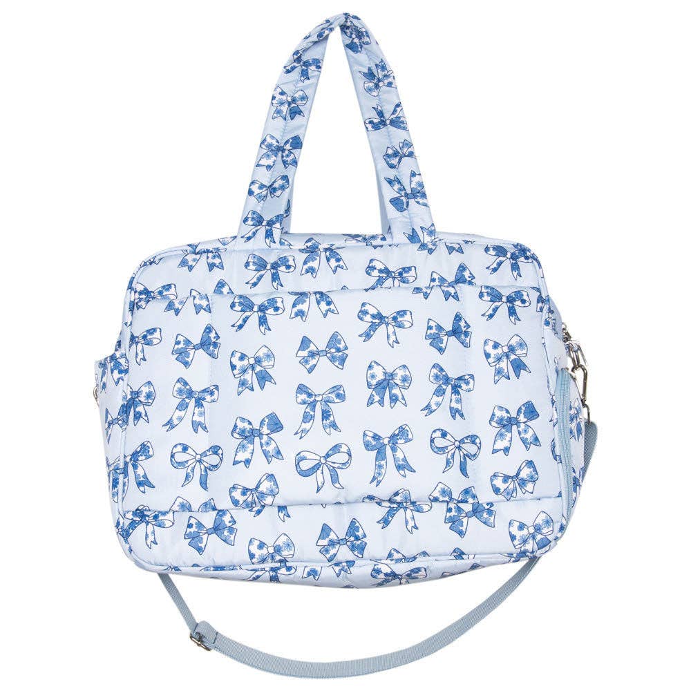 Katydid - Light Blue Toile Coquette Bows Weekender w/ Pass-Thru Slip