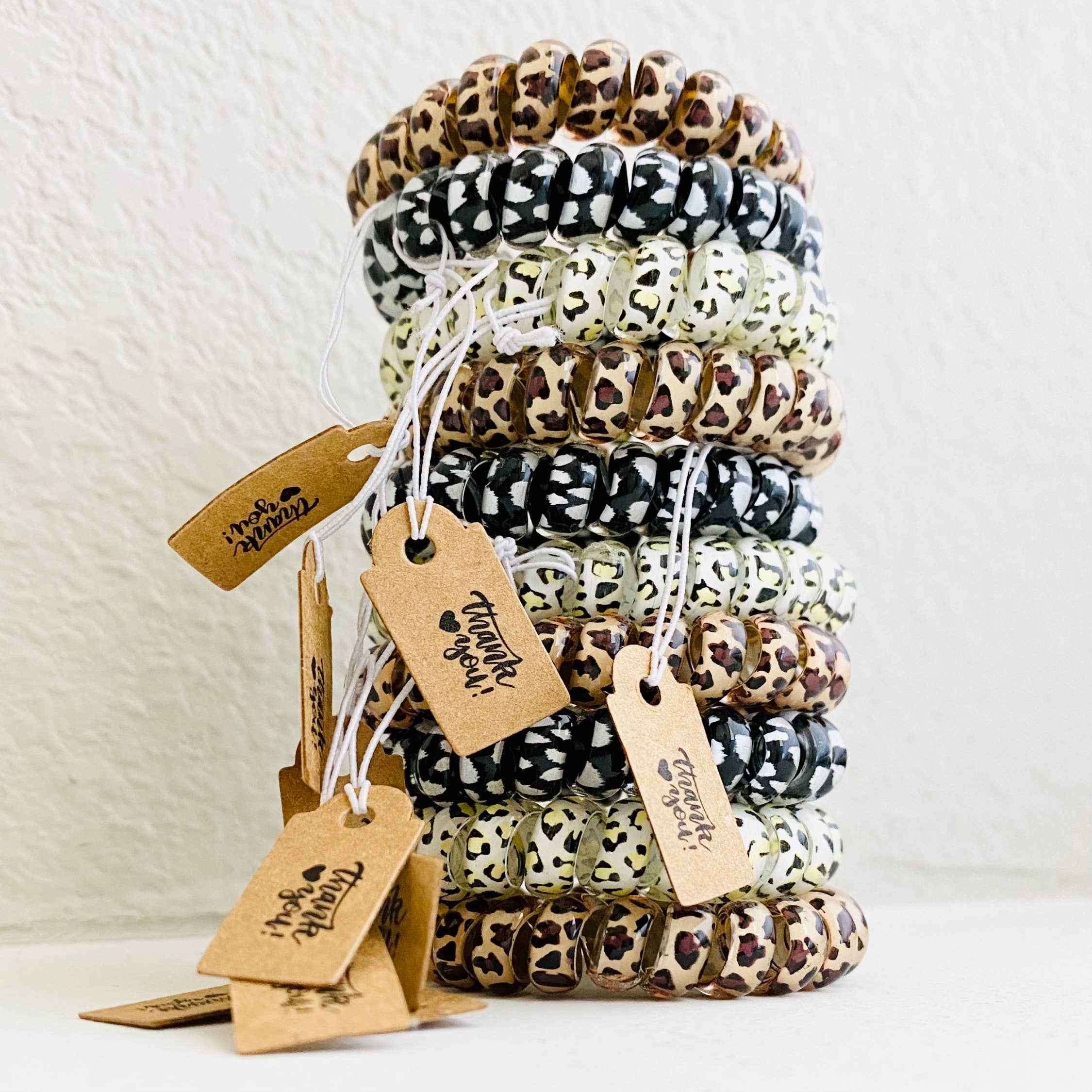 Tiny Gift Society - Thank You Gifts Leopard Hair Coils Telephone Cord Hair Ties