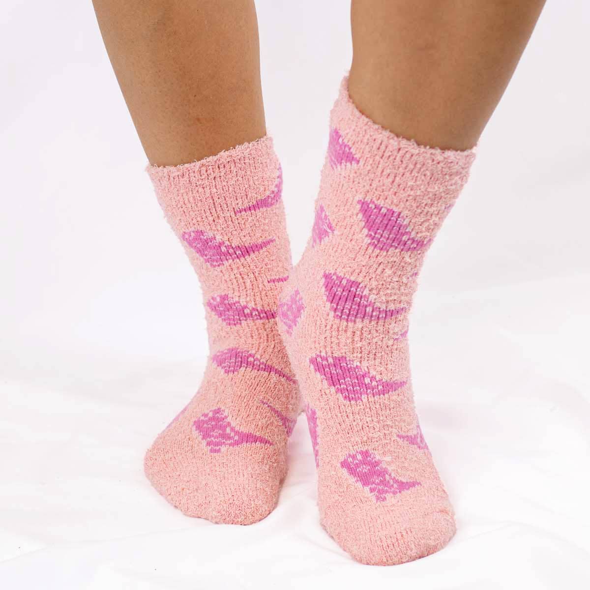 The Royal Standard - Women's Cowgirl Boots Snuggle Socks   Pink   One Size