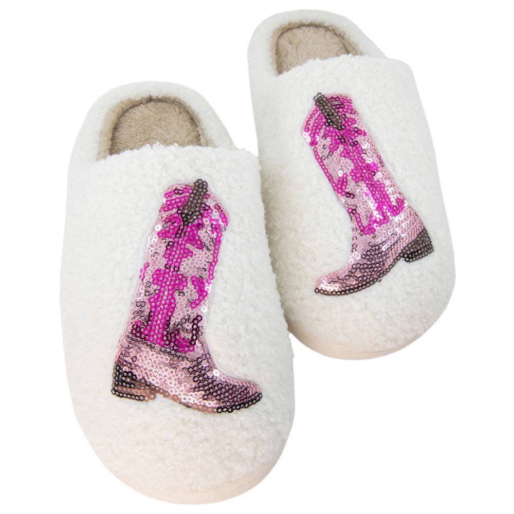 Katydid - Pink Sequin Kicking Boots Slippers Shoes