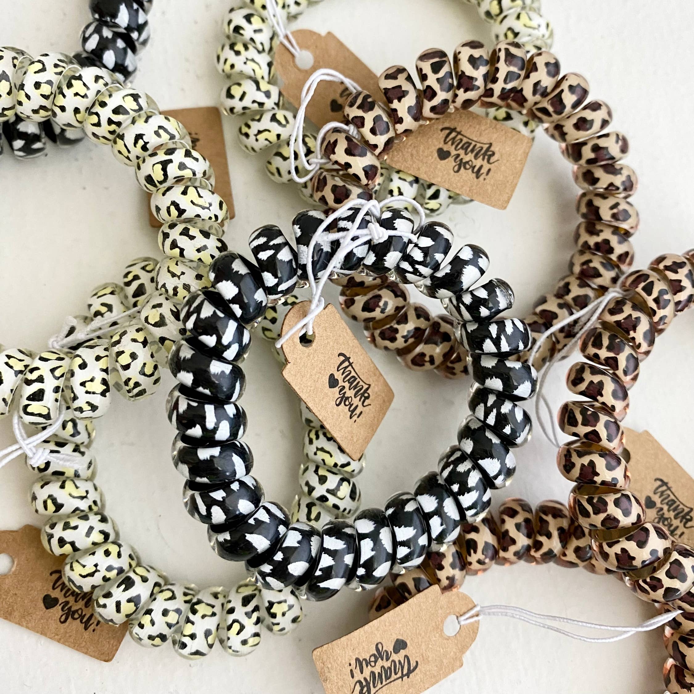 Tiny Gift Society - Thank You Gifts Leopard Hair Coils Telephone Cord Hair Ties