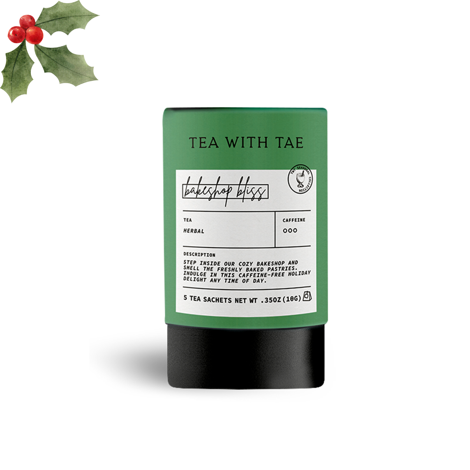 Tea with Tae - Bakeshop Bliss Holiday Herbal Mini Tube Gift (5 tea bags)