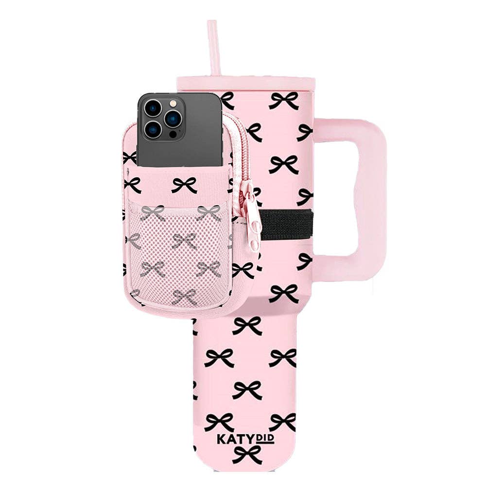 Katydid - Black & Pink Mini Coquette Bows Tumbler ZIPPER POUCH