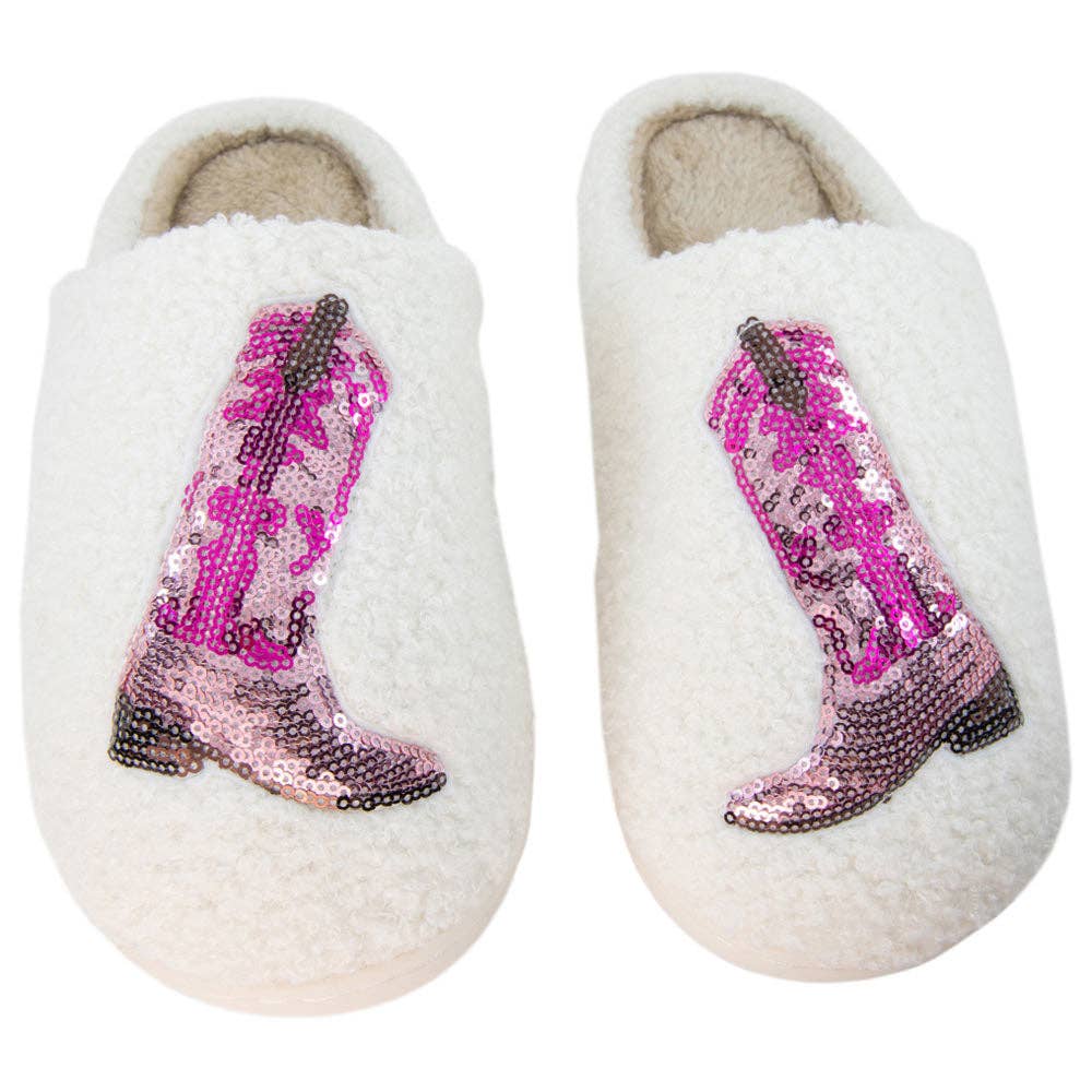 Katydid - Pink Sequin Kicking Boots Slippers Shoes