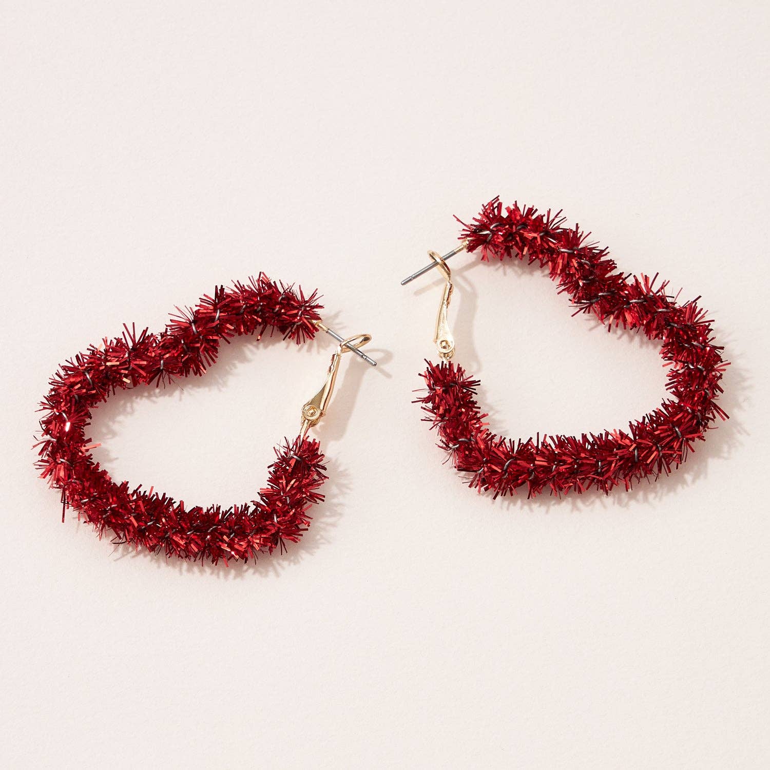 Frem - Beautiful Tinsel Heart Hoop Earrings