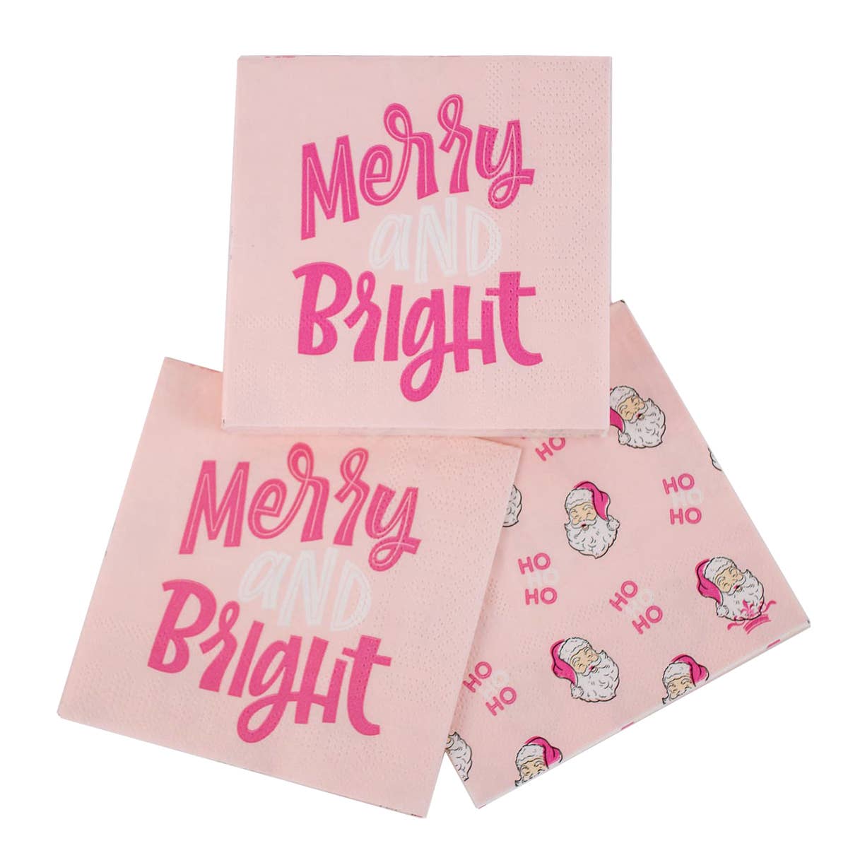 The Royal Standard - Merry & Bright Cocktail Napkins Pink/White 5"