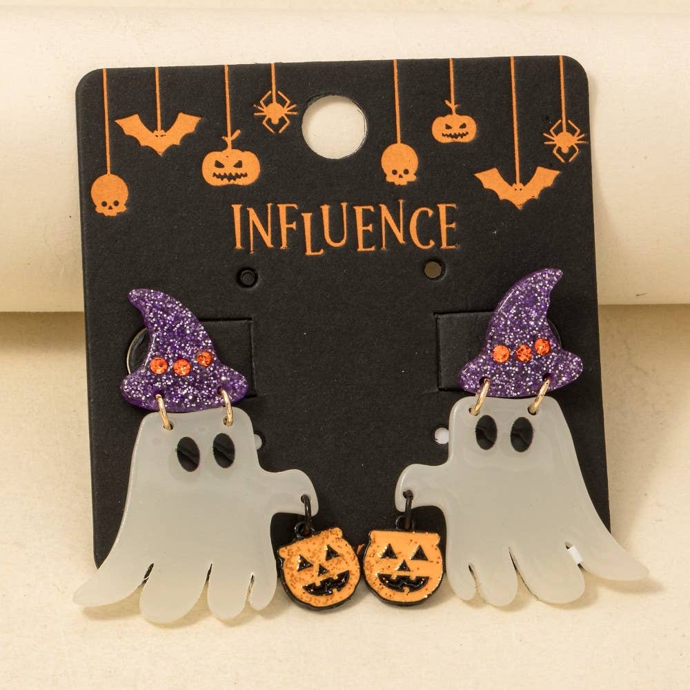 Anarchy Street - Glow In The Dark Halloween Ghost Dangle Earrings