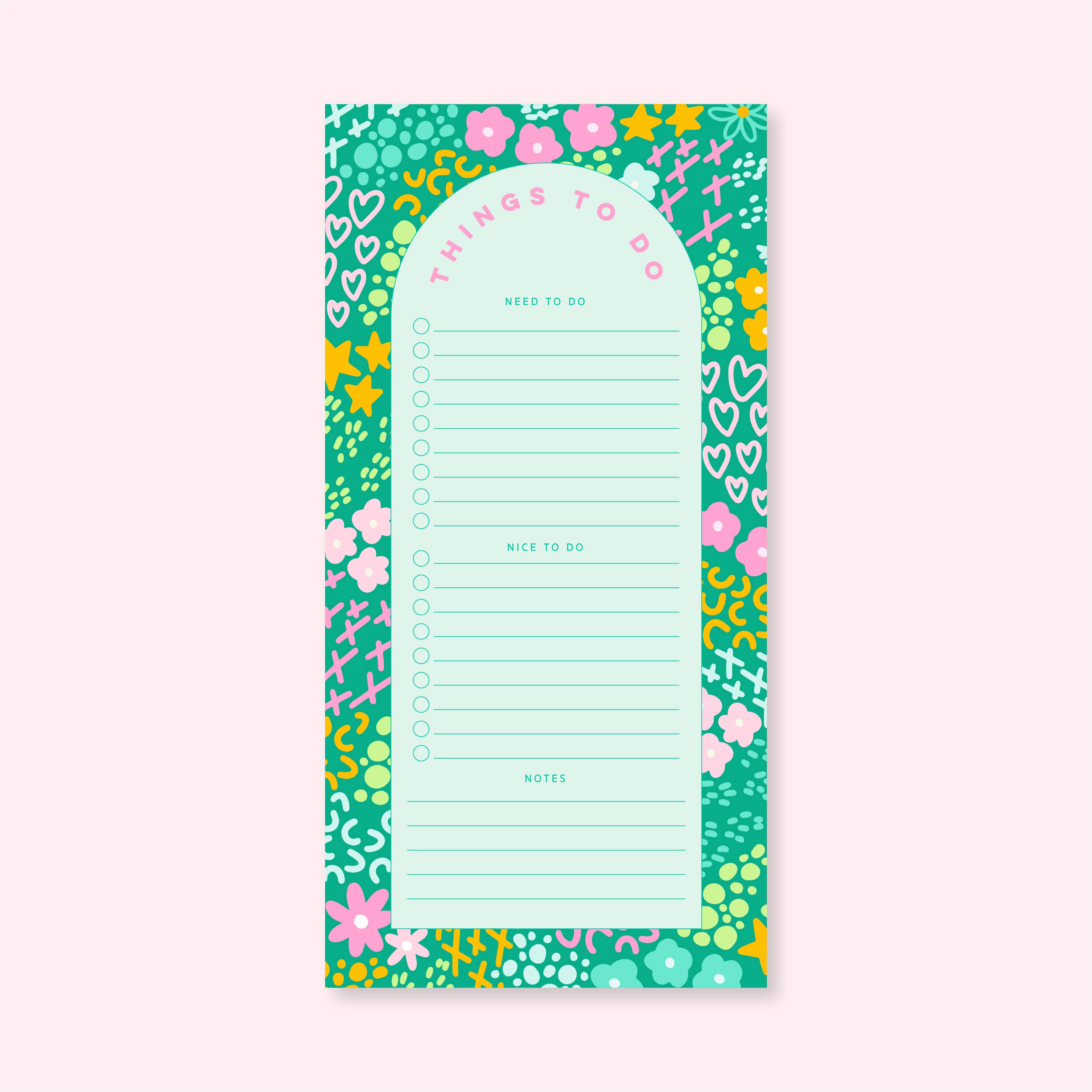 Cleary Lane - List Notepad | 4.25"x8.5" | Emerald Rainbow Garden