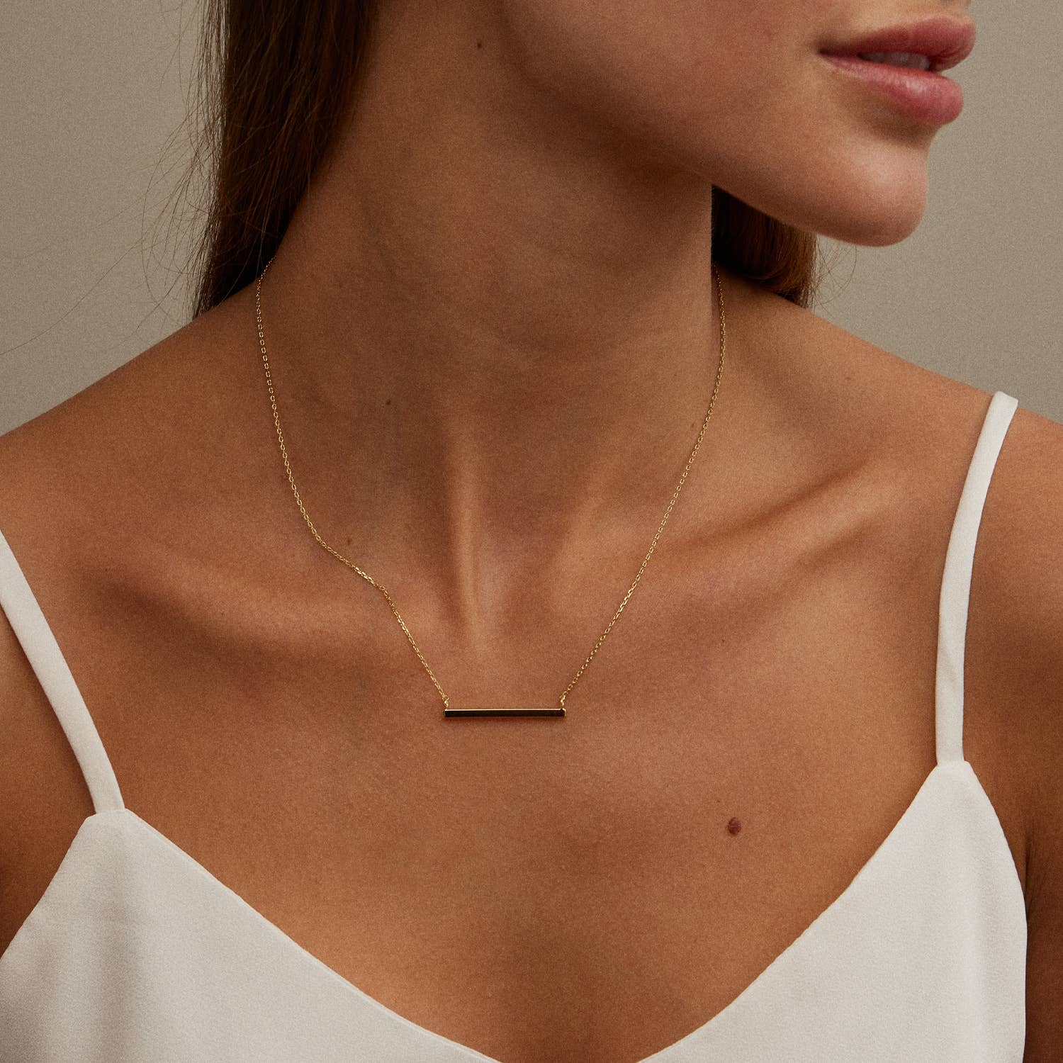 Frem - Bar Charm Gold Dip Short Necklace