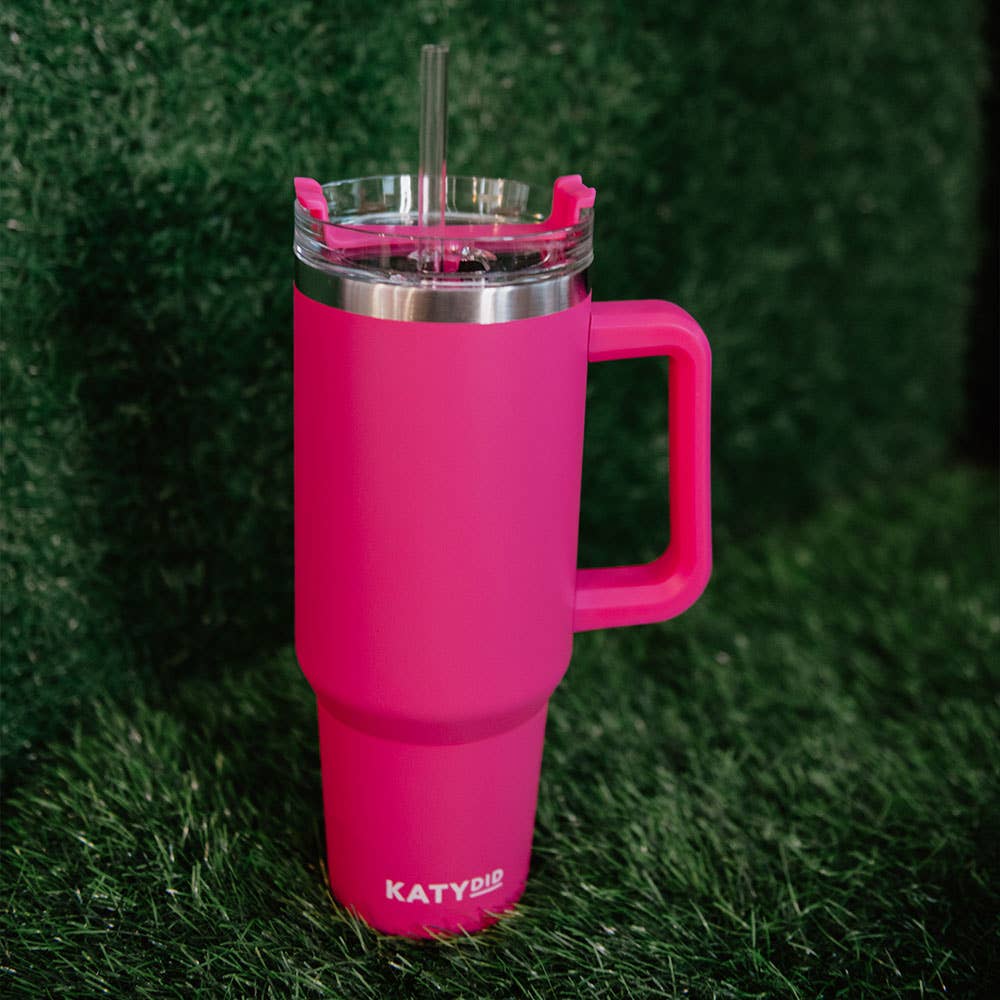 Katydid - Hot Pink 40 Oz Tumbler Cup with Handle