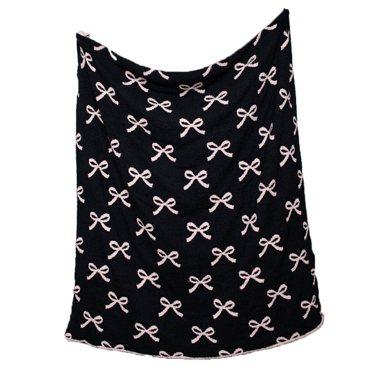 Katydid - Pink and Black Bows Wholesale Throw Blanket