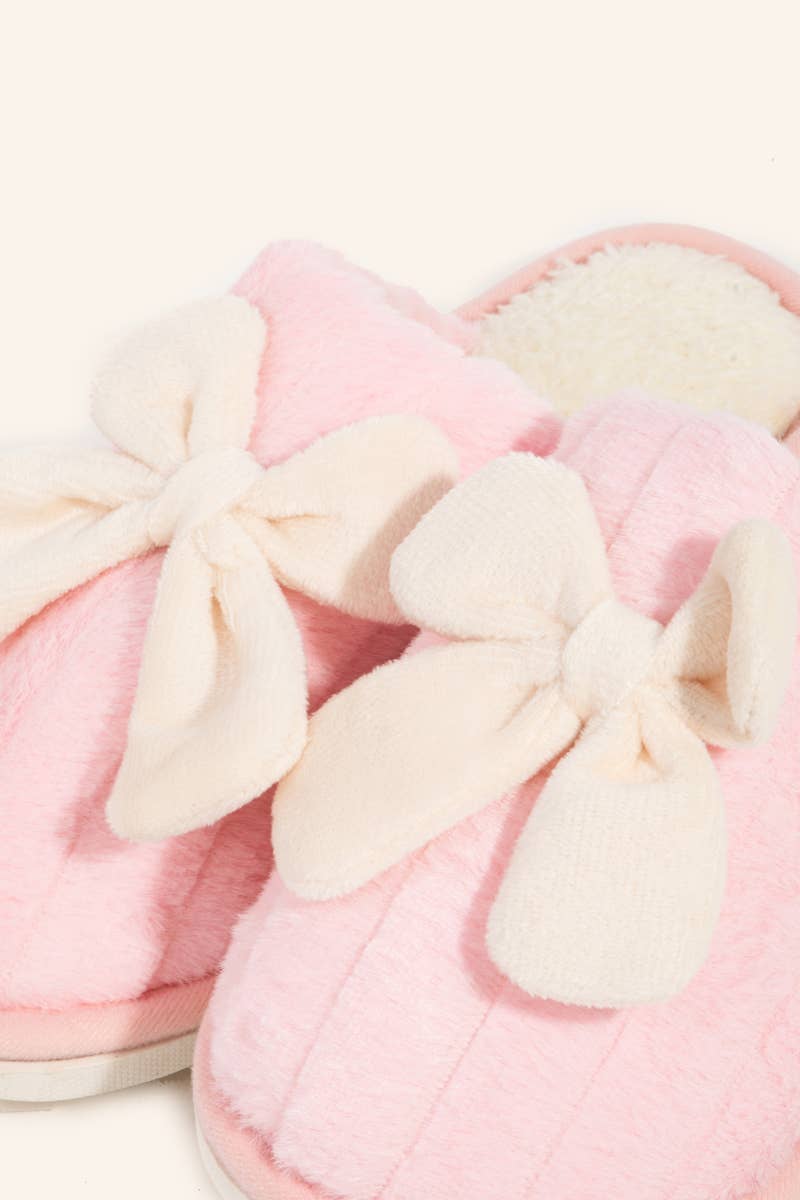 Anarchy Street - Faux Fur Bow Décor Slippers