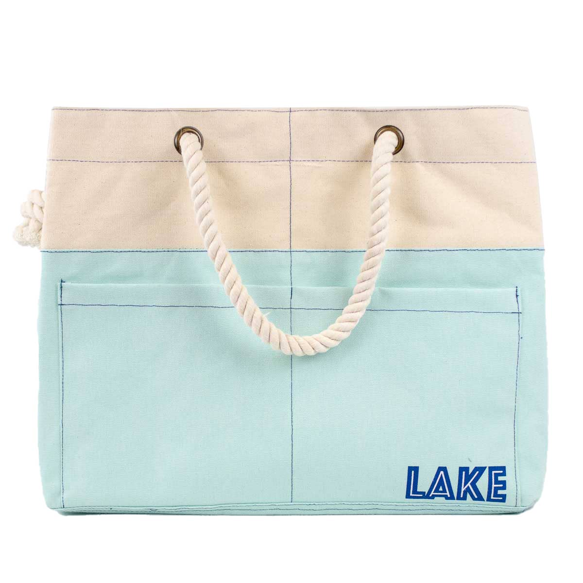 The Royal Standard - Lake Canvas Pocket Tote    Natural/Sky   18x14x9