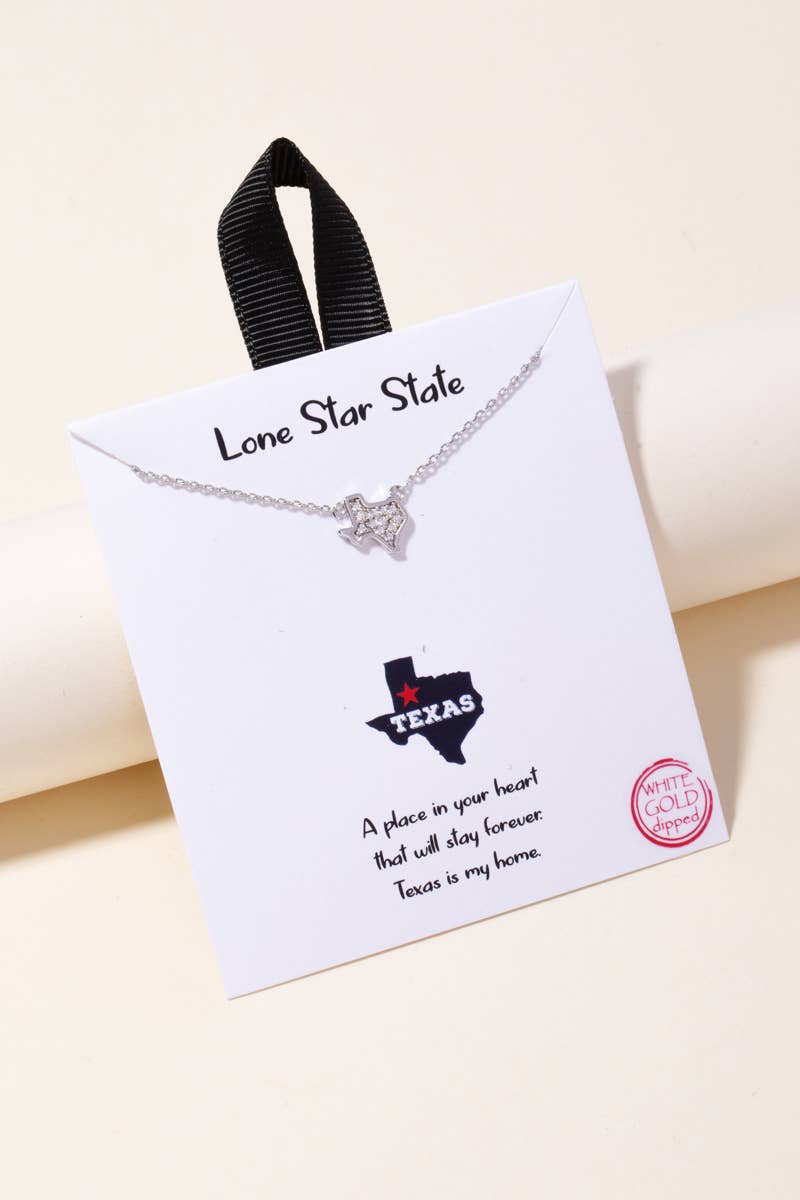 Anarchy Street - Gold Dipped Cz  Texas State Pendant Necklace