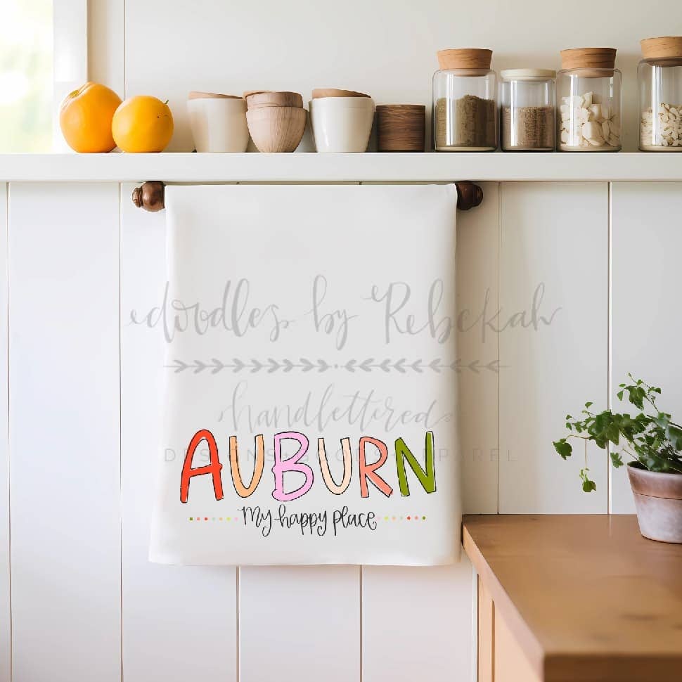 Doodles By Rebekah - My Happy Place Custom Town Tea Towel