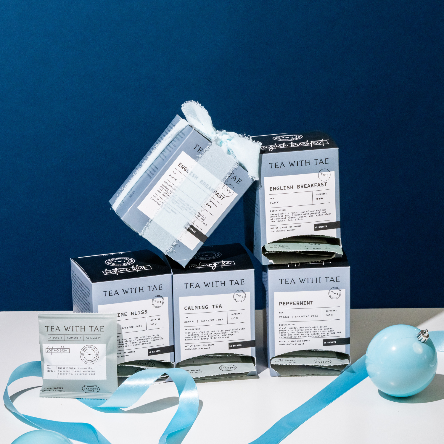 Tea with Tae - Calming Herbal Tea Box (15 wrapped pyramid tea bags)