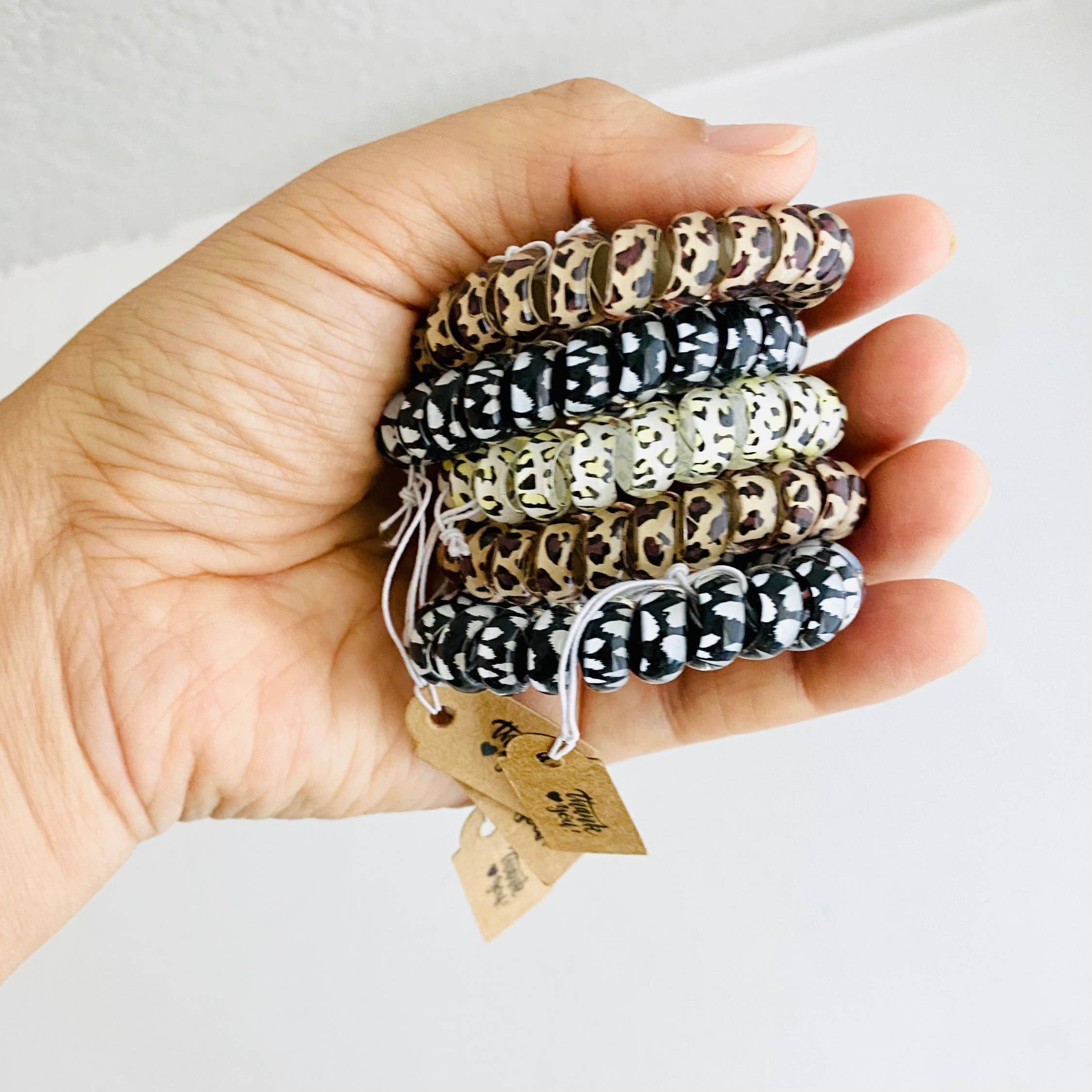 Tiny Gift Society - Thank You Gifts Leopard Hair Coils Telephone Cord Hair Ties