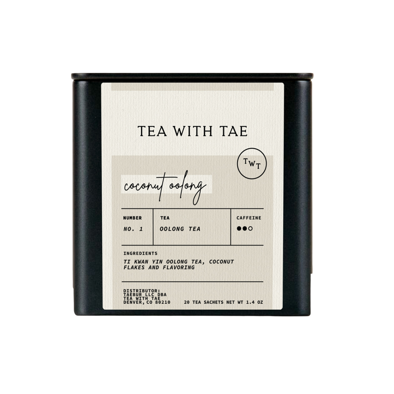 Tea with Tae - Coconut Oolong Tropical Tea Gift Tin (20 tea bags)