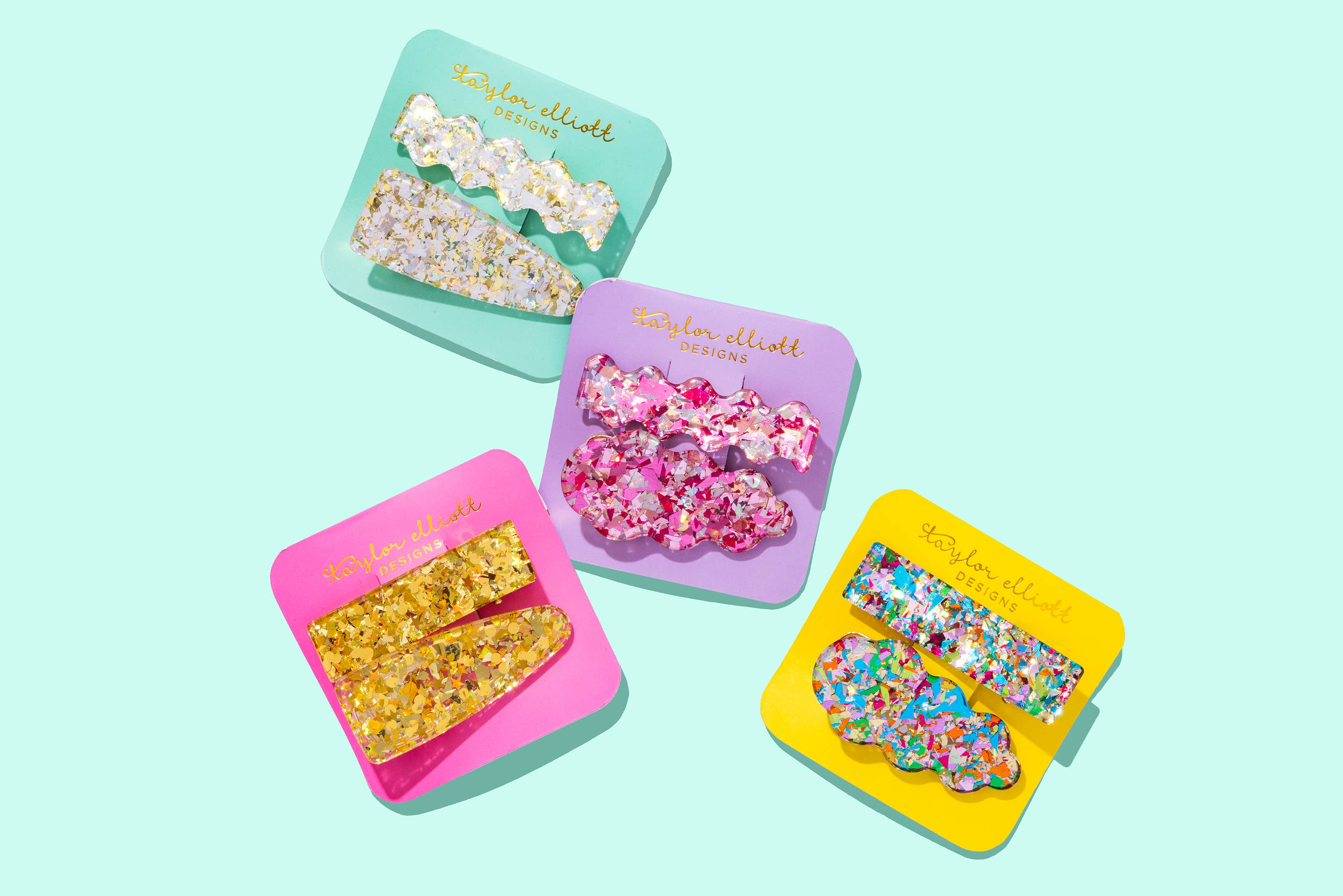 Taylor Elliott Designs - Hair Clip Set - Pink Confetti - Set of 2