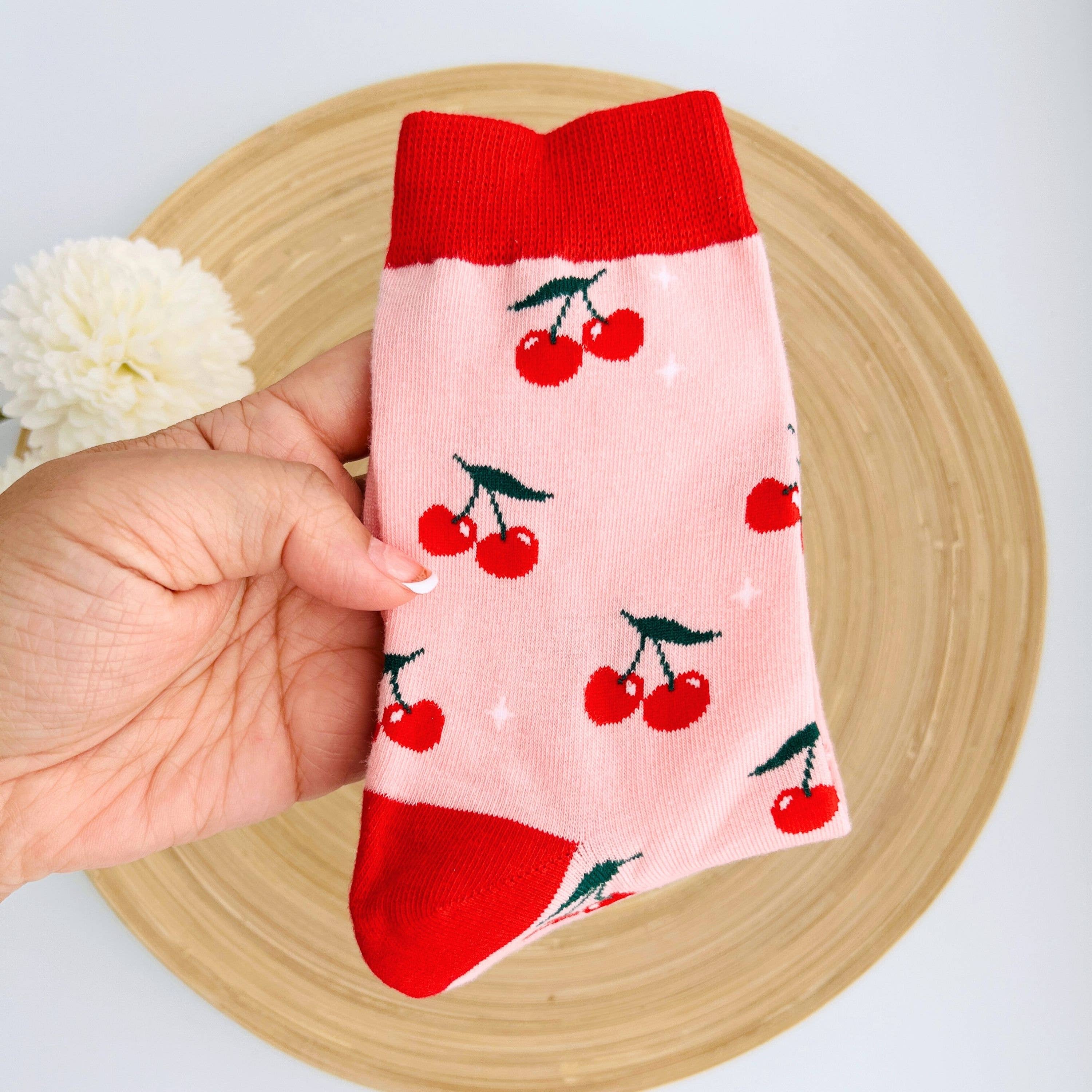 Tiny Gift Society - "Cherry" Socks | Cute Pink Socks | Inspirational Gift