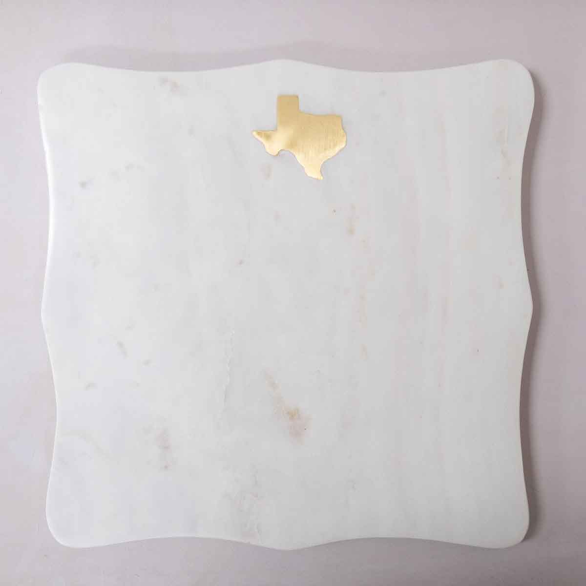 The Royal Standard - Texas Marble Serving Board White/Brass 12x12