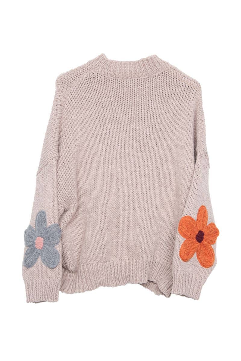 Katydid - Tan Floral Lightweight Knit Sweater