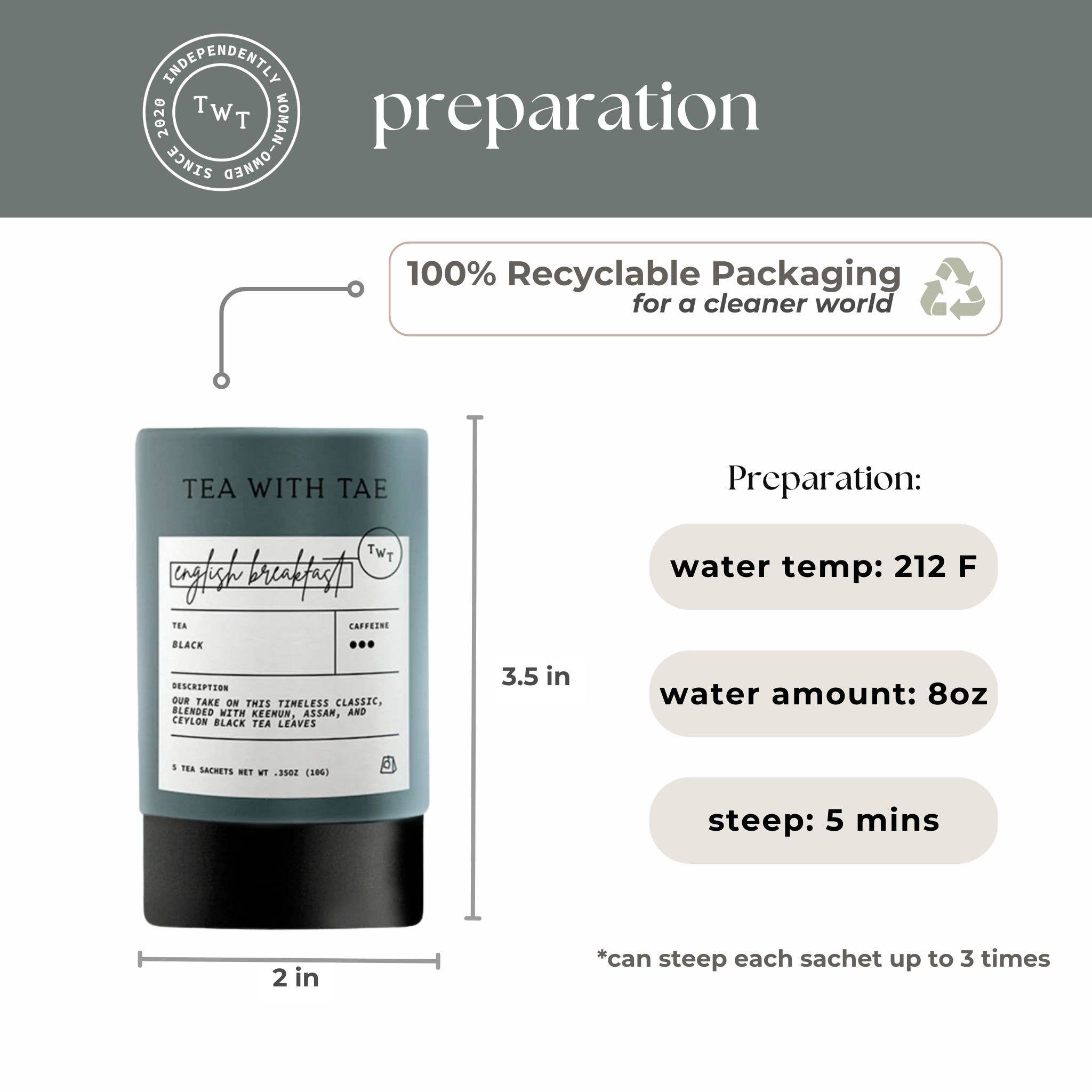 Tea with Tae - English Breakfast Black Tea Mini Tea Tube Gift (5 tea bags)