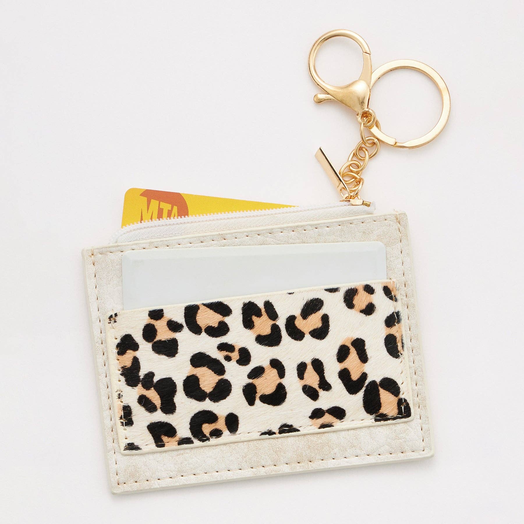 Frem - Animal Print Genuine Leather ID Card Holder Keychains