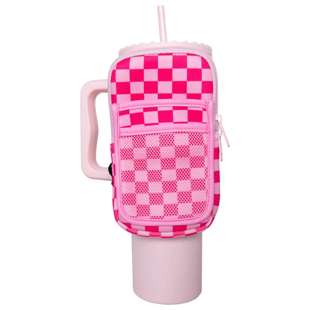 Katydid - Pink Checker Tumbler Zipper Pouch