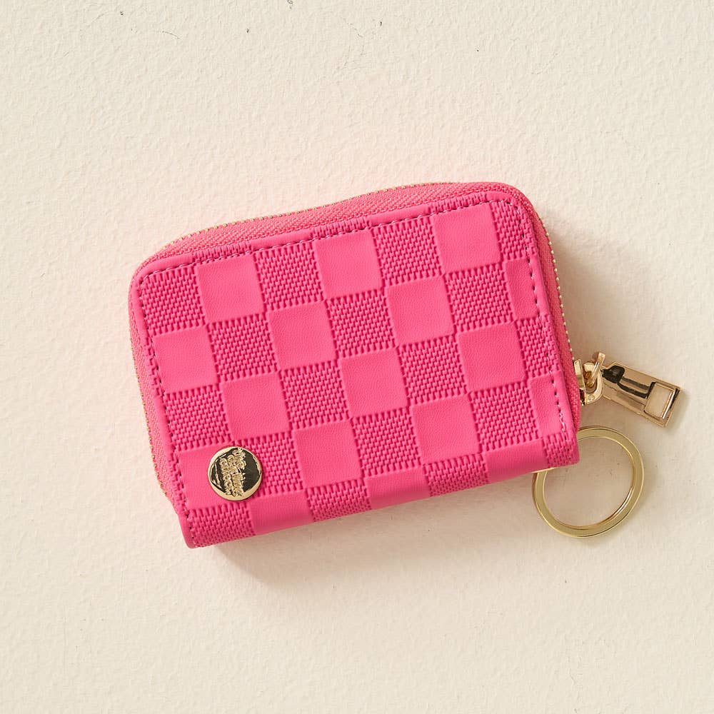 The Darling Effect - Zip Around Wallet-Hot Pink Check