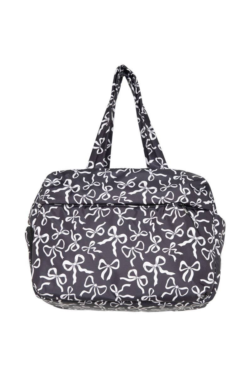 Katydid - Black & White Bows All Over Weekender Bag