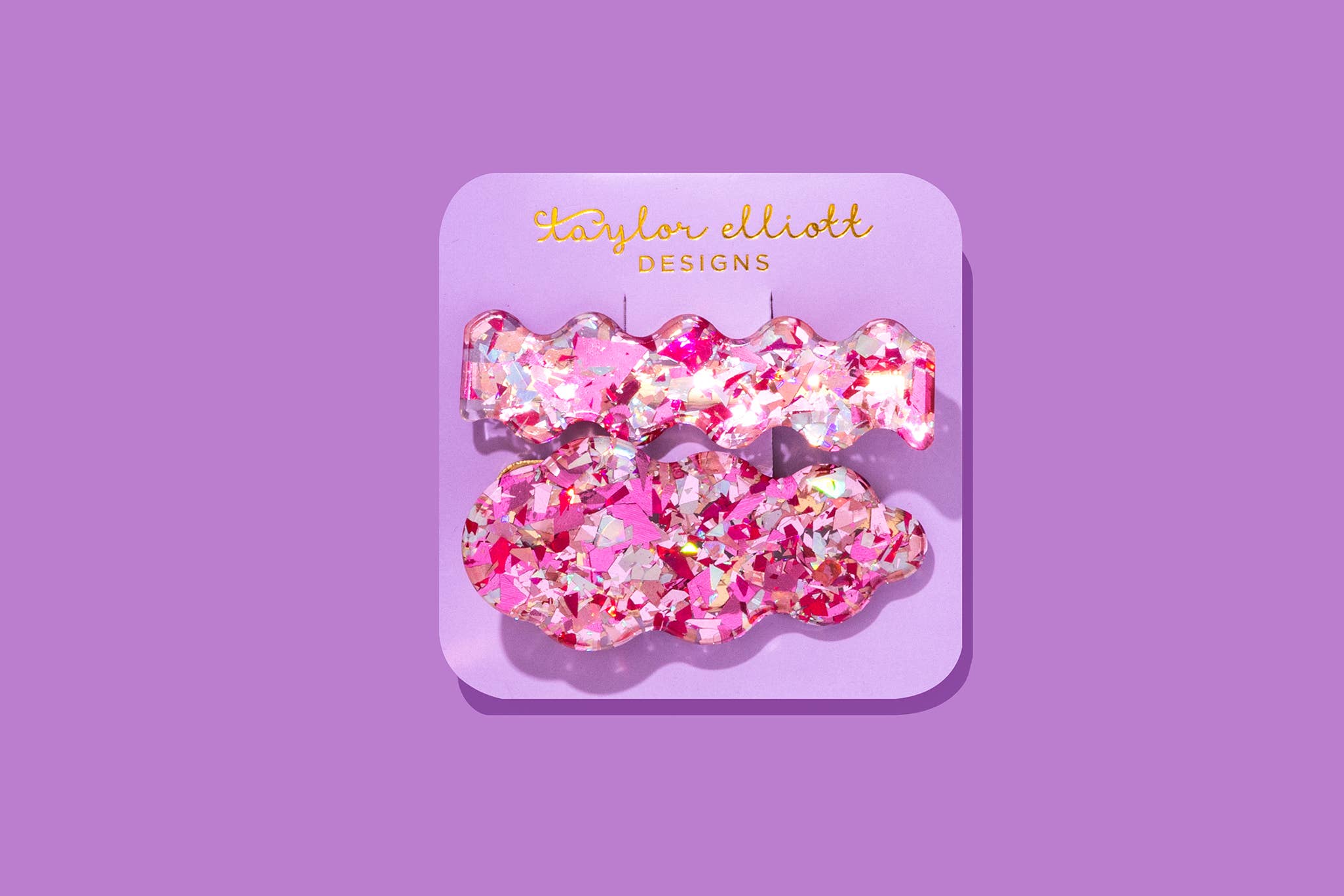 Taylor Elliott Designs - Hair Clip Set - Pink Confetti - Set of 2