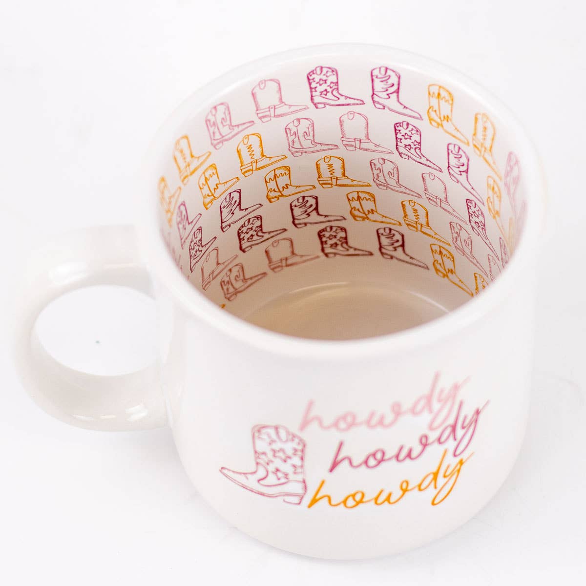 The Royal Standard - Howdy Cowgirl Coffee Mug White/Pink/Orange 14oz.