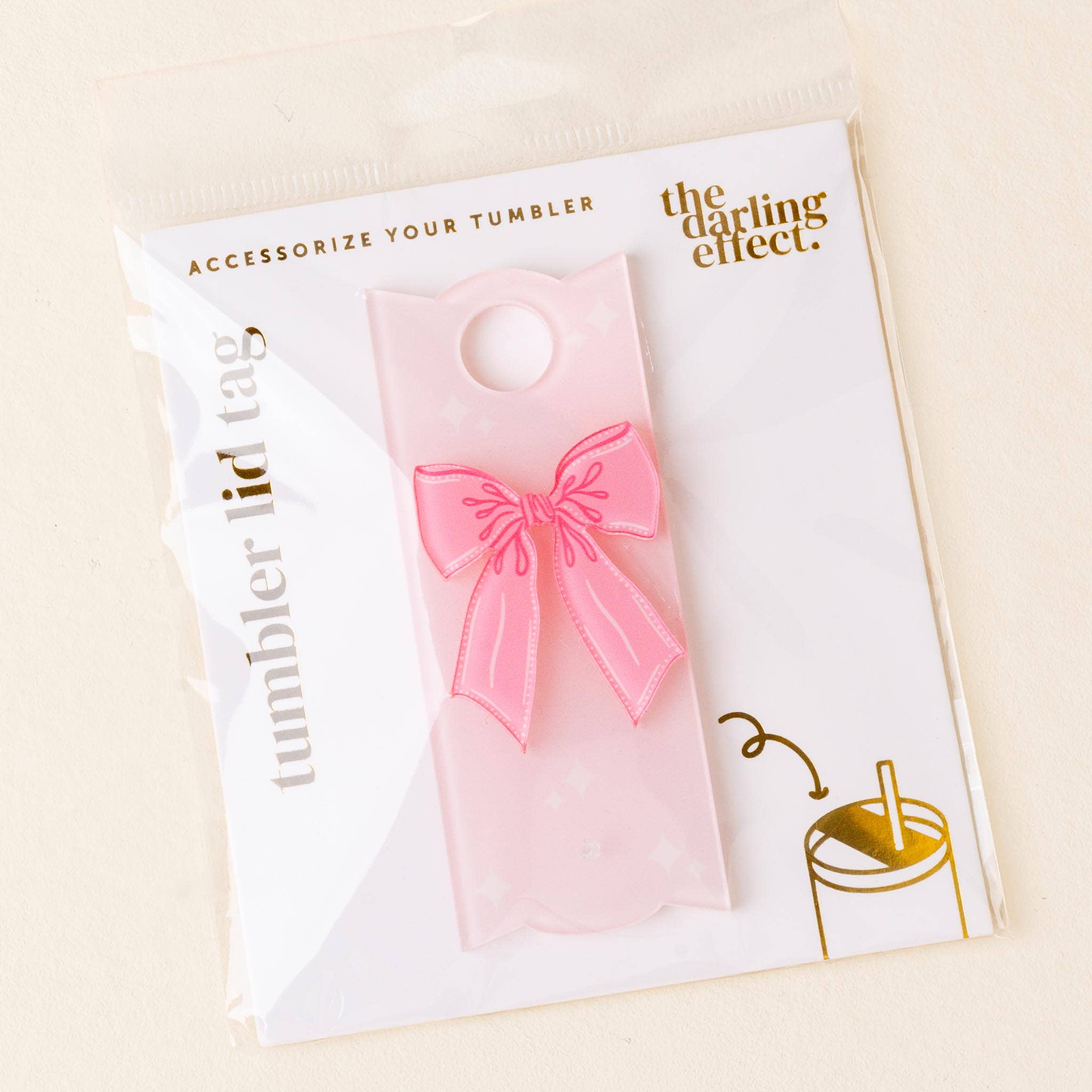 The Darling Effect - Tumbler Lid Tag-Bow Pink