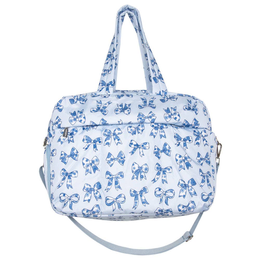 Katydid - Light Blue Toile Coquette Bows Weekender w/ Pass-Thru Slip
