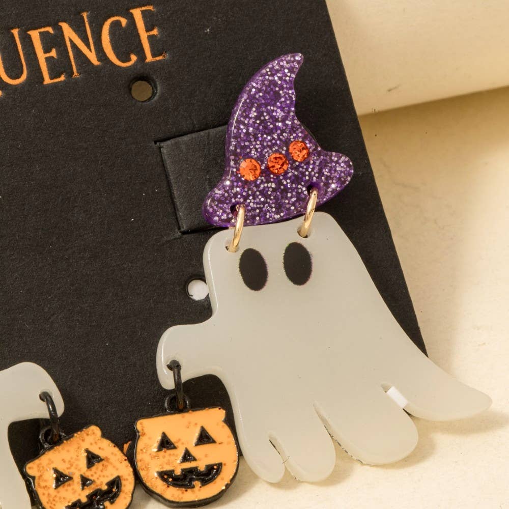 Anarchy Street - Glow In The Dark Halloween Ghost Dangle Earrings