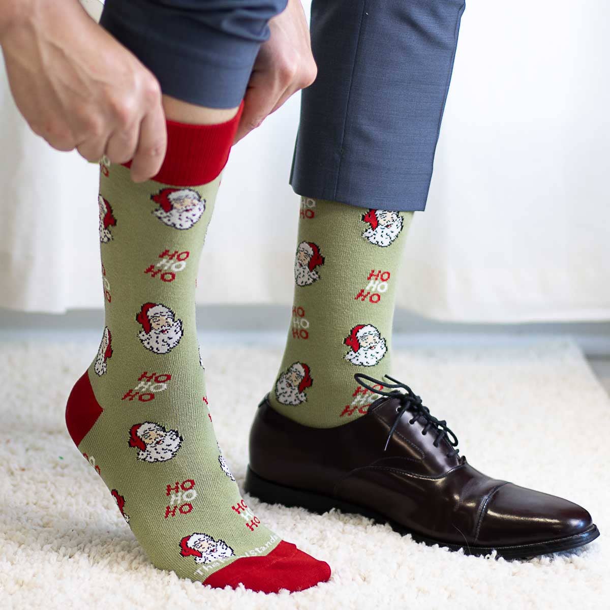 The Royal Standard - Men's HoHoHo Santa Socks   Green/Red   Once Size