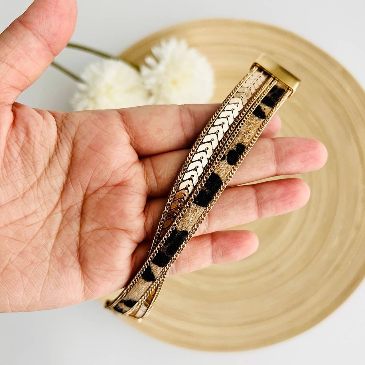 Tiny Gift Society - Gold Leopard Strap Bracelet | Magnetic Clasp | Boho Jewelry