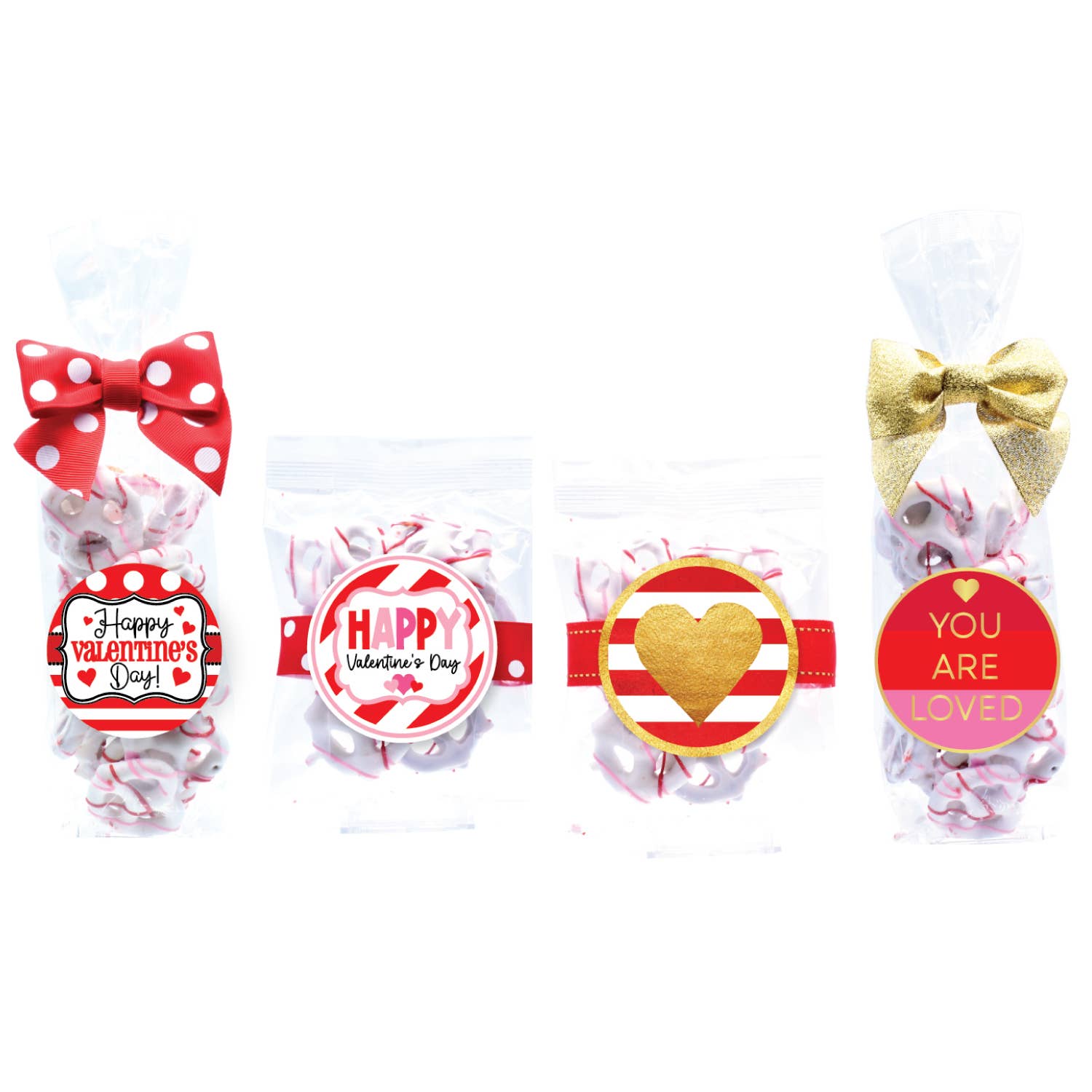 Oh, Sugar! - Valentine Yogurt Pretzels Treat Bag Assortment - Two Sizes