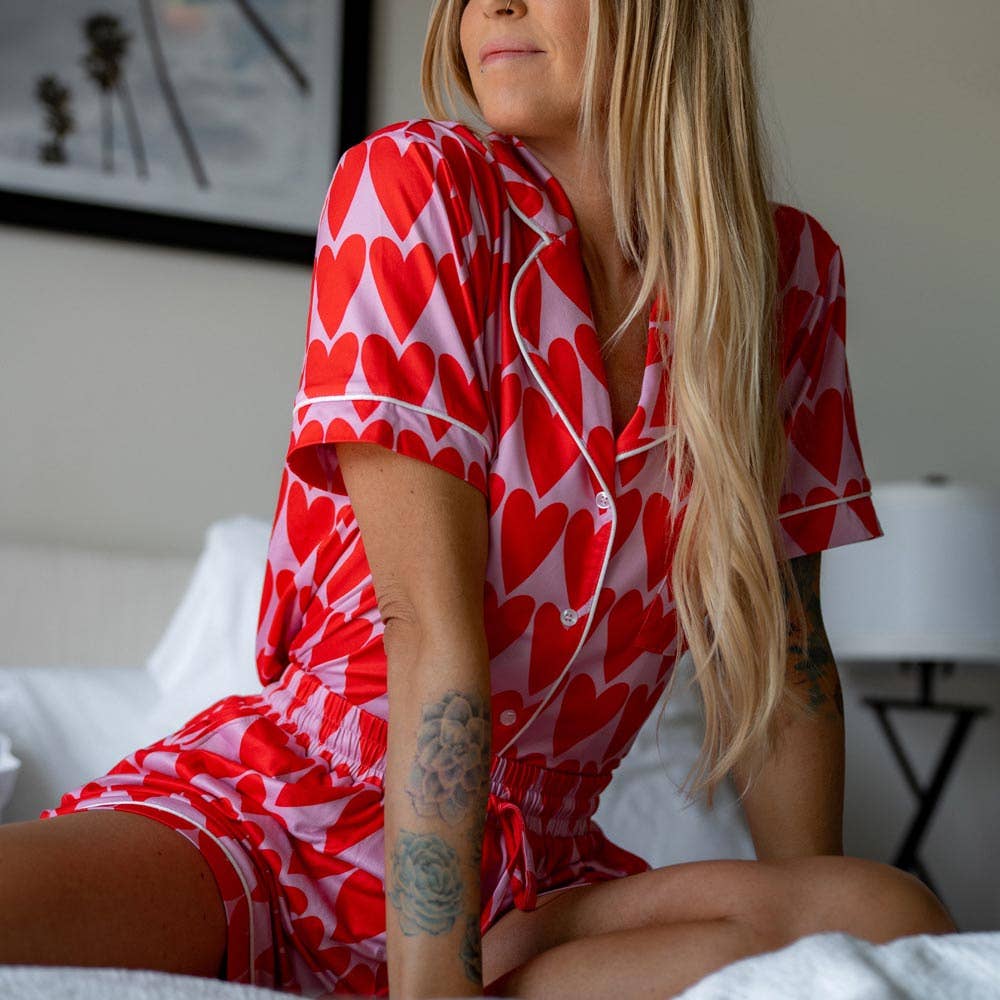 Katydid - Pink and Red Hearts Valentine's Day Comfy Loungwear Set