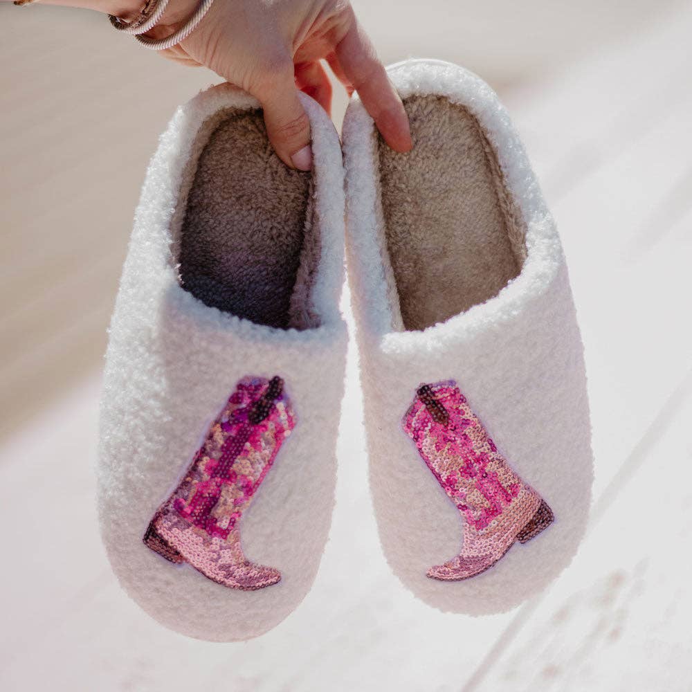 Katydid - Pink Sequin Kicking Boots Slippers Shoes