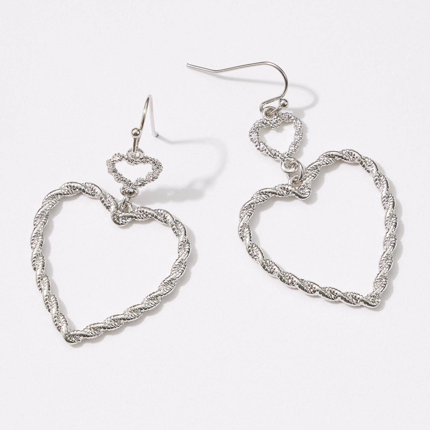 Frem - Twisted Metal Heart-Shaped Dangling Earrings