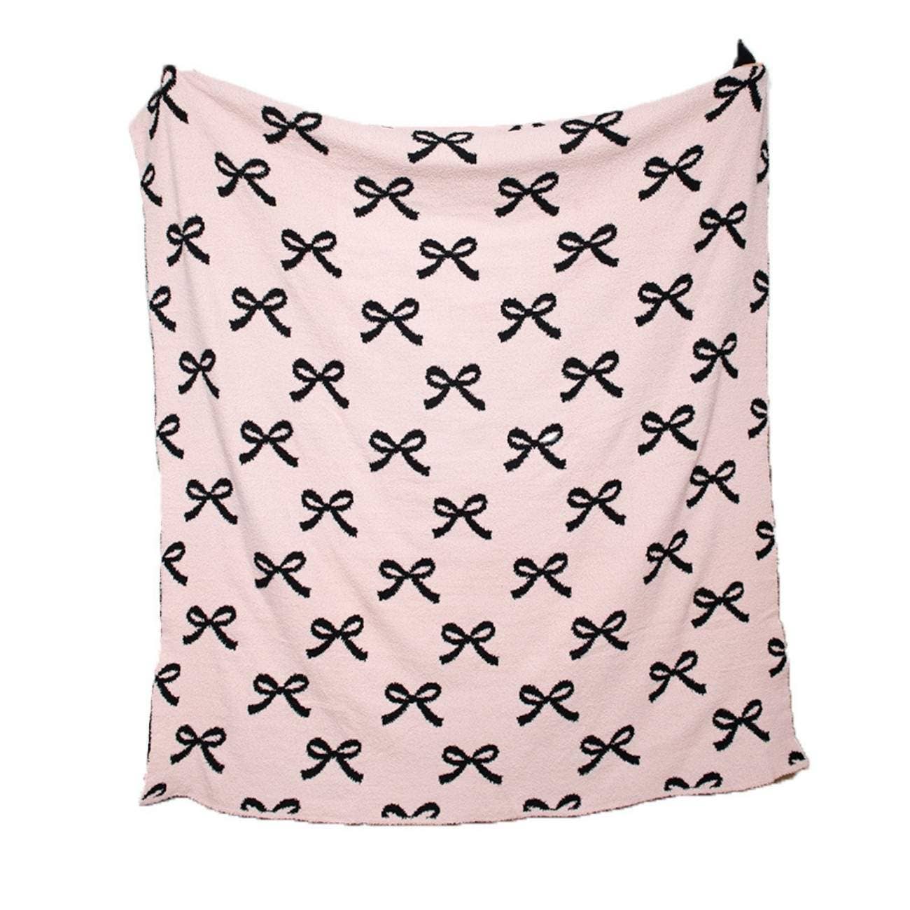 Katydid - Pink and Black Bows Wholesale Throw Blanket