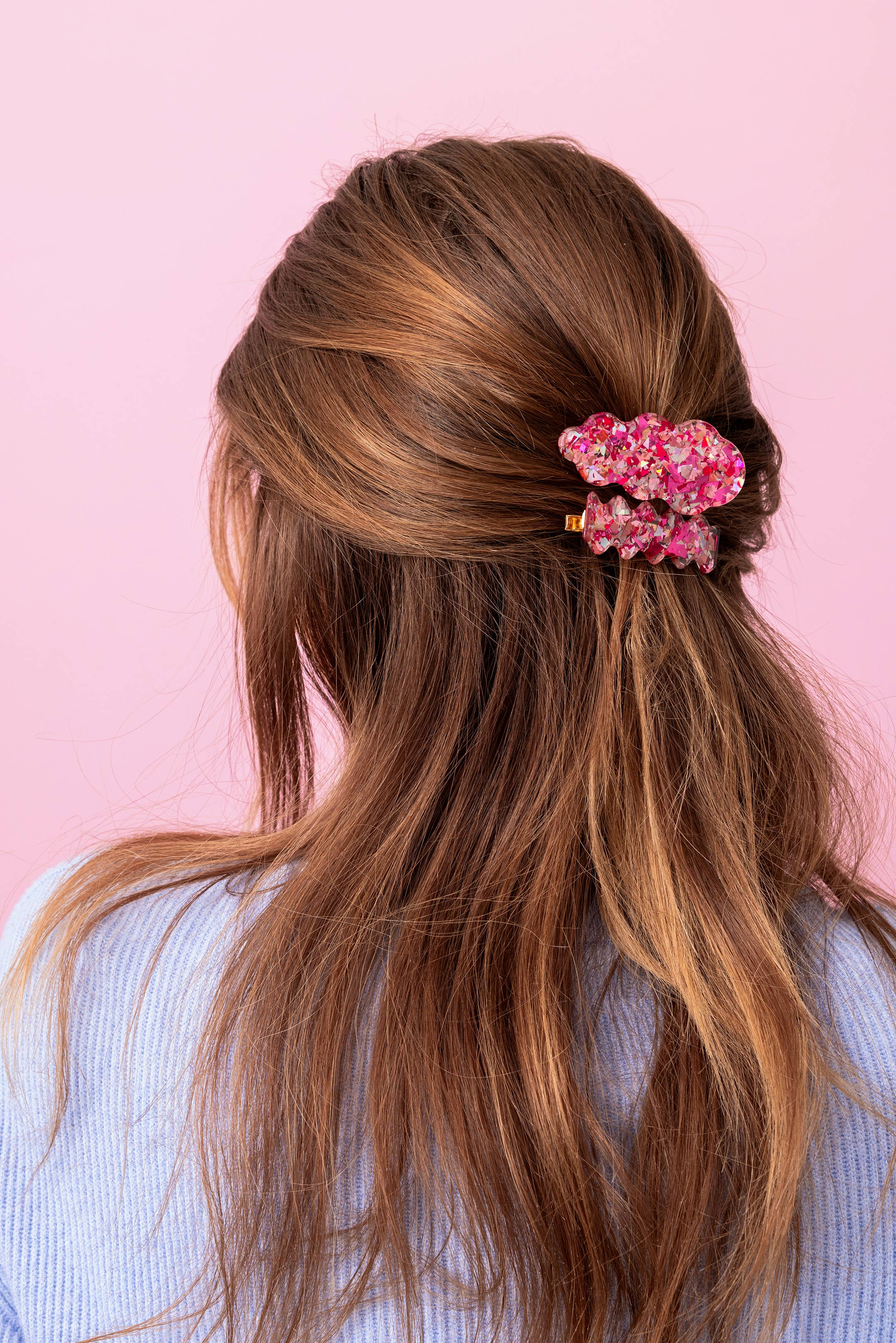 Taylor Elliott Designs - Hair Clip Set - Pink Confetti - Set of 2