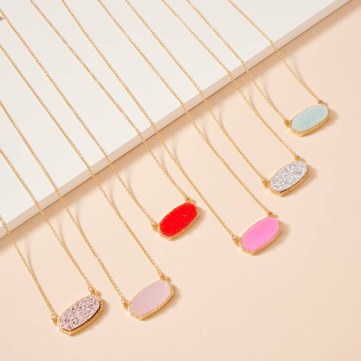 Frem - Druzy Stone Charm Short Necklace